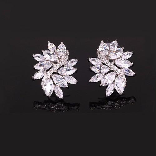 Miniatura Brinco De Pressão Com Zirconia Noiva Casamento Prata Fixo