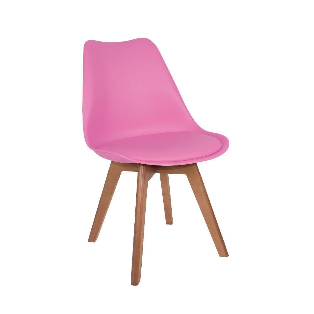 Miniatura Conjunto Mesa De Jantar Luiza 80cm Preta Com 4 Cadeiras Leda Pé Escuro - Rosa