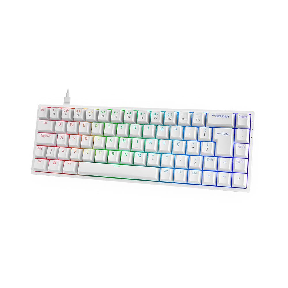 Miniatura Teclado Mecânico Akko 3068S Branco Abnt2 Switch Akko Orange