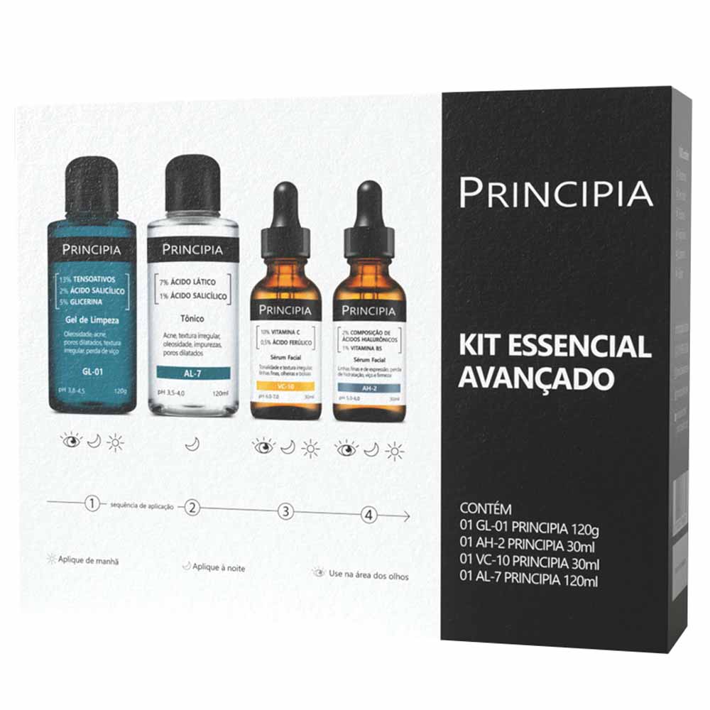 Miniatura Kit Principia Essencial Avançado - Gel de Limpeza + Tônico + 2 Séruns Kit