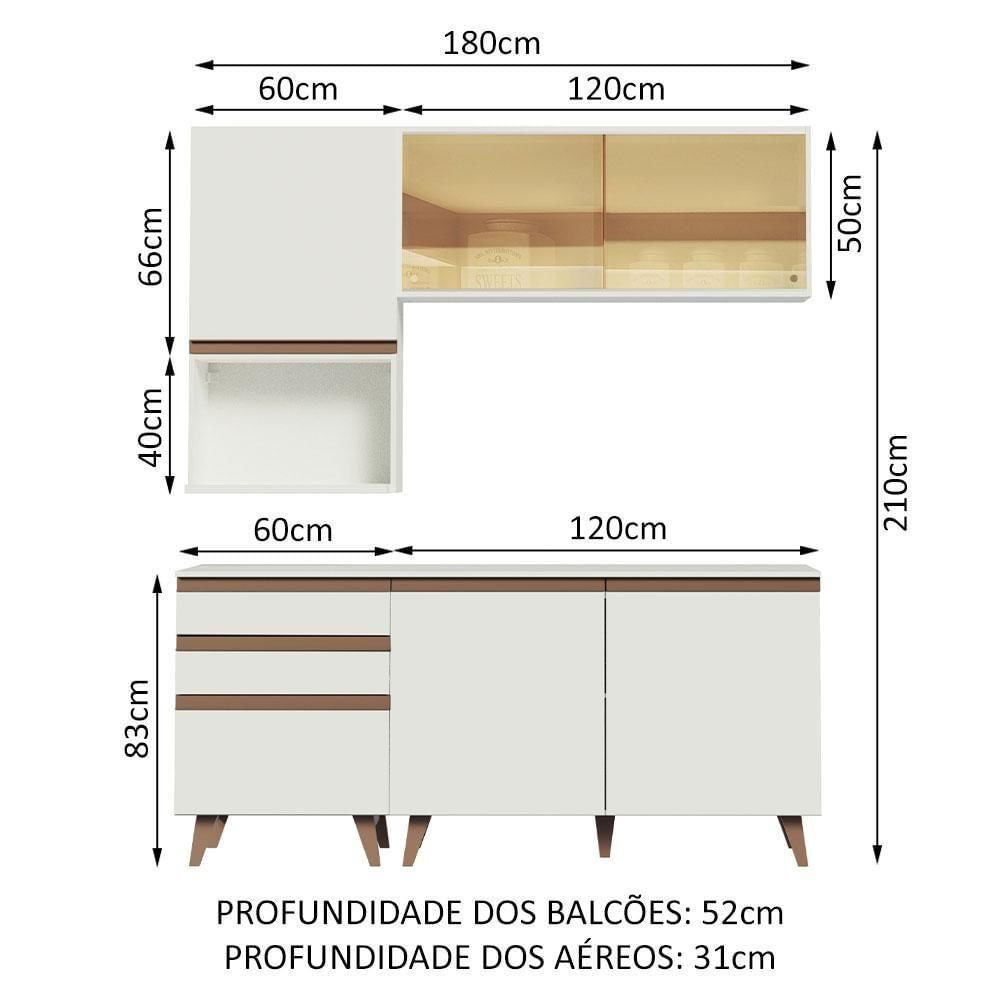 Cozinha Reims 180002 com Armário e Balcão Branco