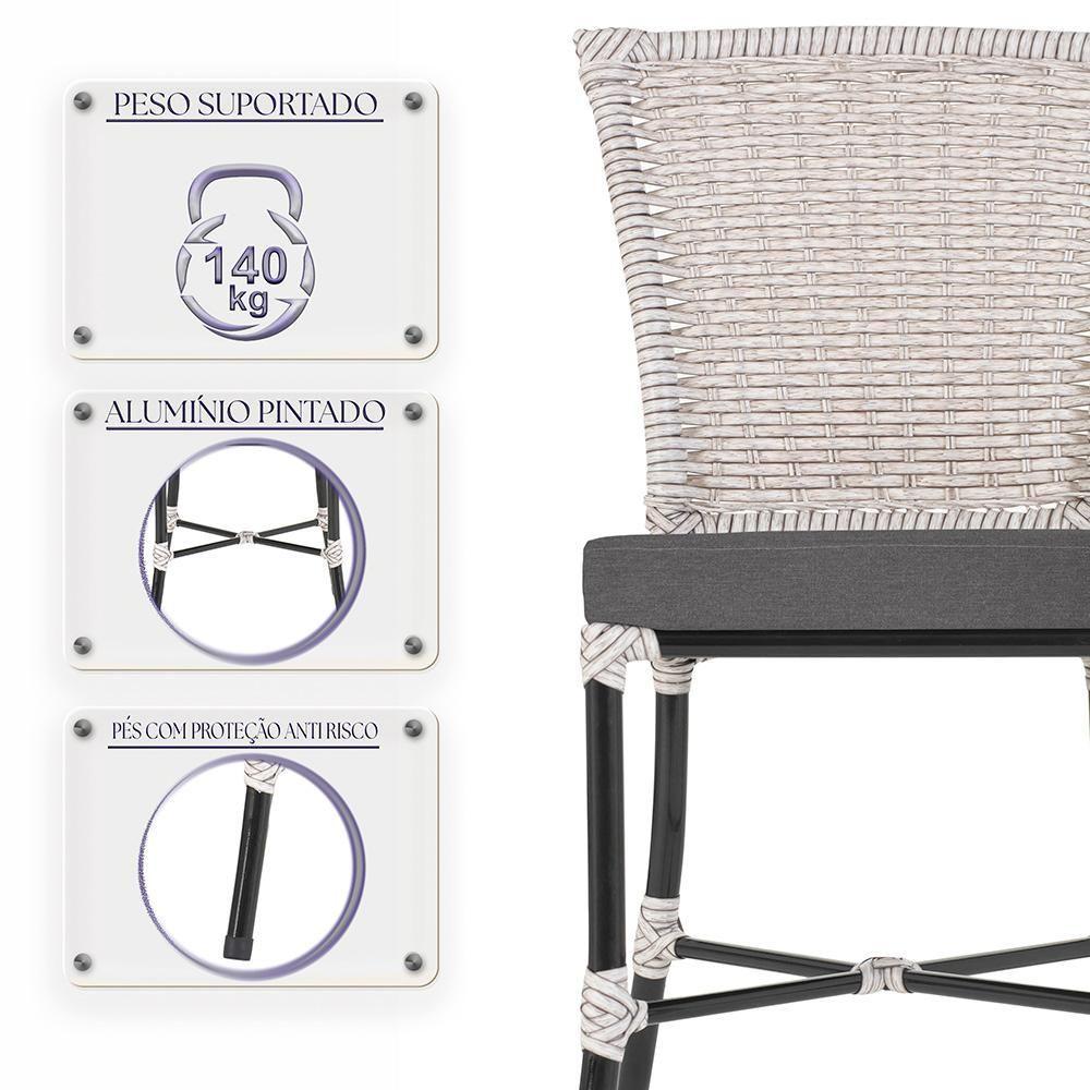 Miniatura Jogo De Cadeiras Para Cozinha - Kit Com 5 Cadeiras Em Aluminio E Fibra Sintetica Marmore A05