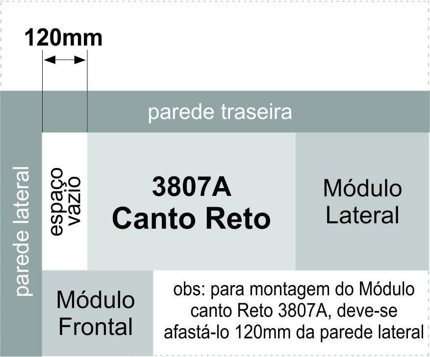 Módulo de Canto Reto 1 Porta Infinity Móveis Castro Branco Line/Blush Line