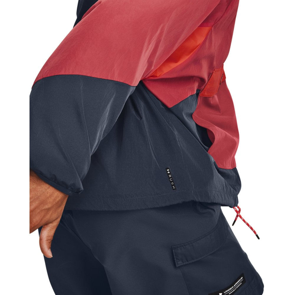 Miniatura Jaqueta de Treino Masculina Under Armour Rush Woven 1/2 Zip Anorak Cinza - G