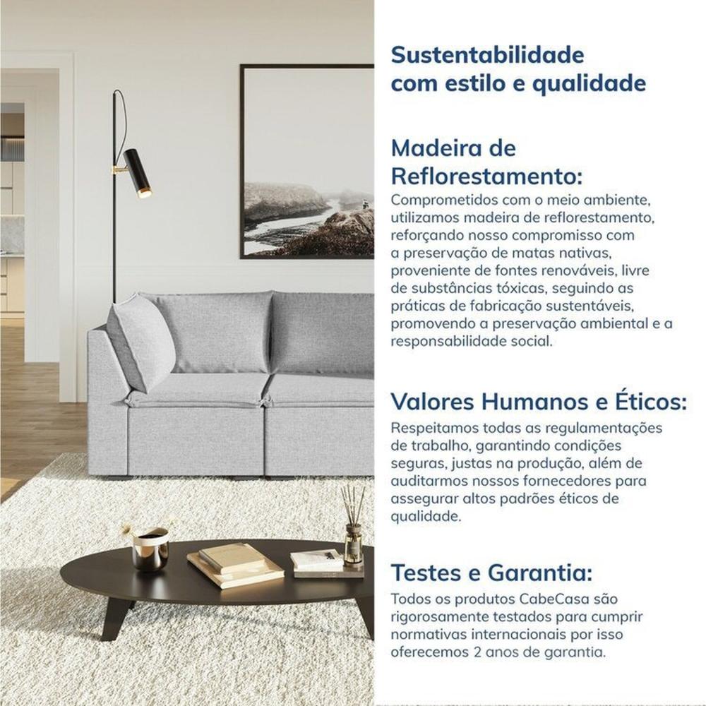 Sofá Modular 2 Módulos Canto 1 Módulo Central Zen Cabecasa Madeiramadeira Cinza