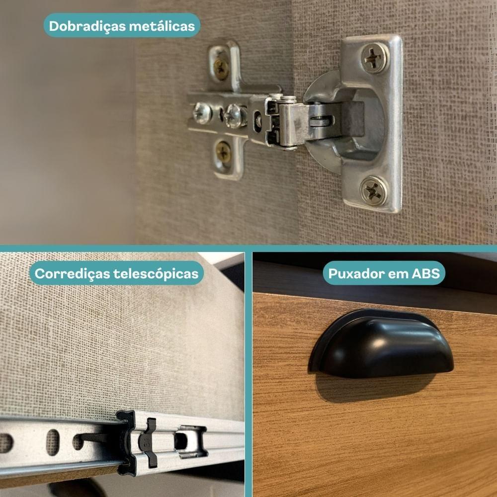 Miniatura Armário De Cozinha Completa C/ Balcão Lótus Look Carraro Freijó Com Preto Touch