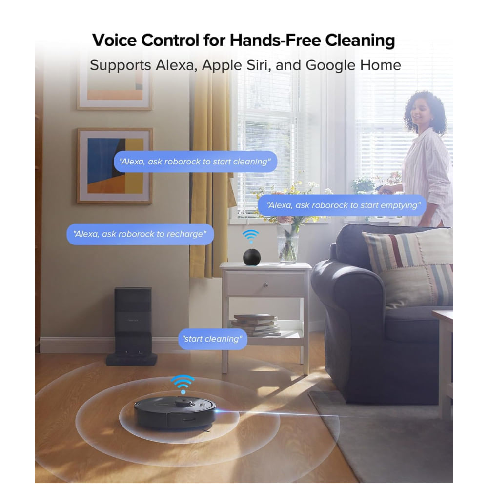 Miniatura Aspirador Robô Roborock Q5 Max+ com Estação de Autoesvaziamento, 5500 Pa, Escova DuoRoller, Limpeza sem as Mãos por até 7 Semanas, Navegação