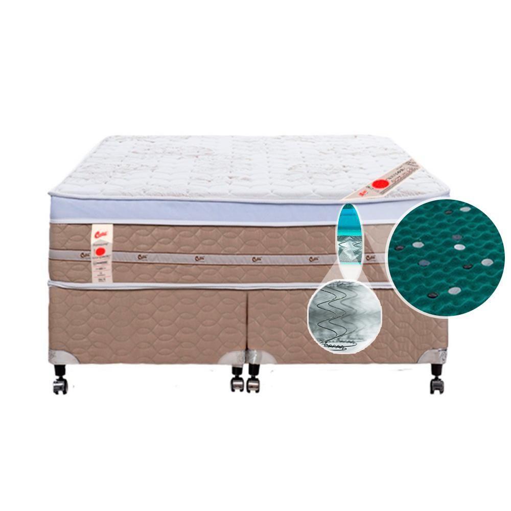Miniatura Cama Box + Colchão Castor Com Massageador King Niponpedic One Face Tecnopedic 193x203x59cm