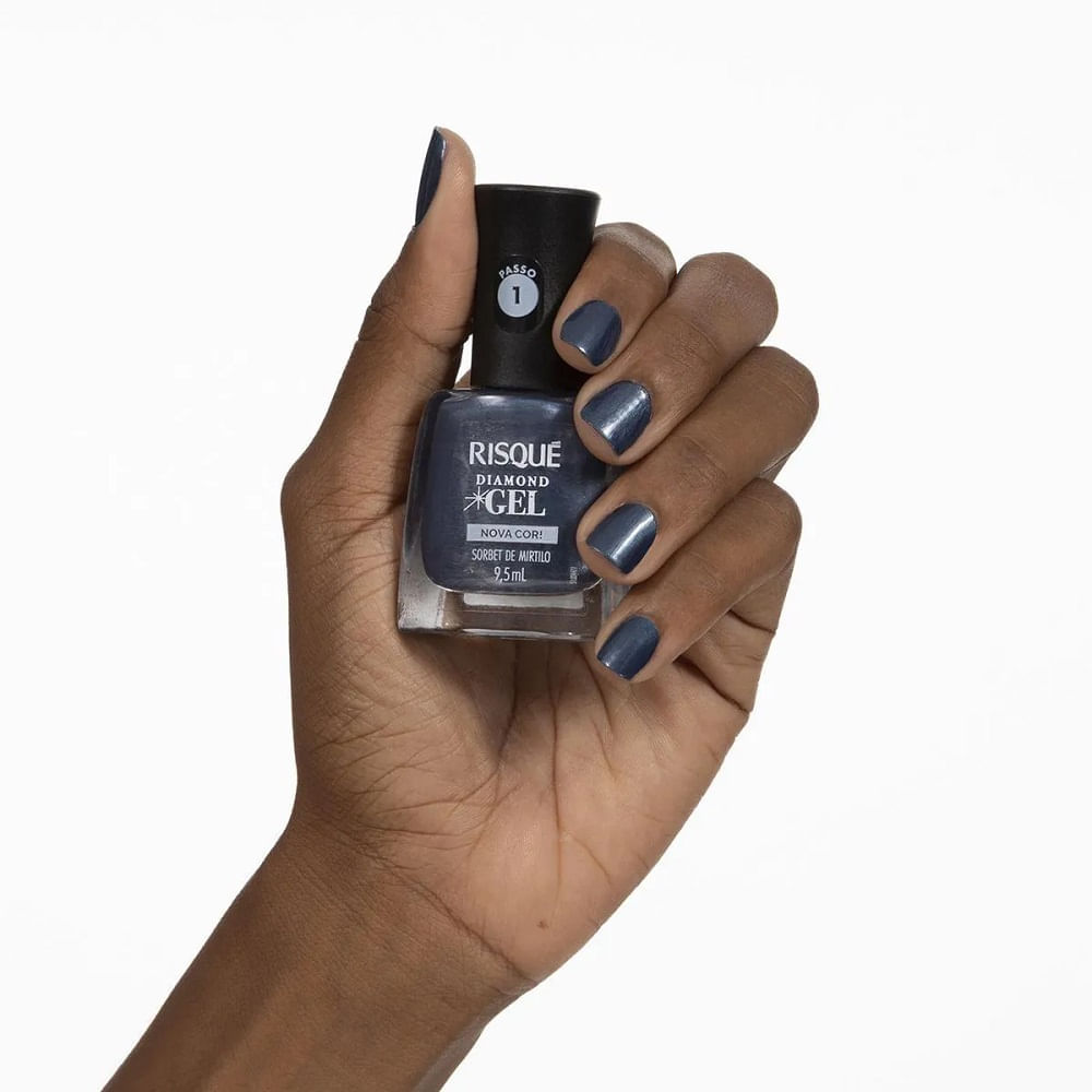 Miniatura Esmalte Risqué Daimond Gel Metálico Sobert De Mirtilo 9,5ml