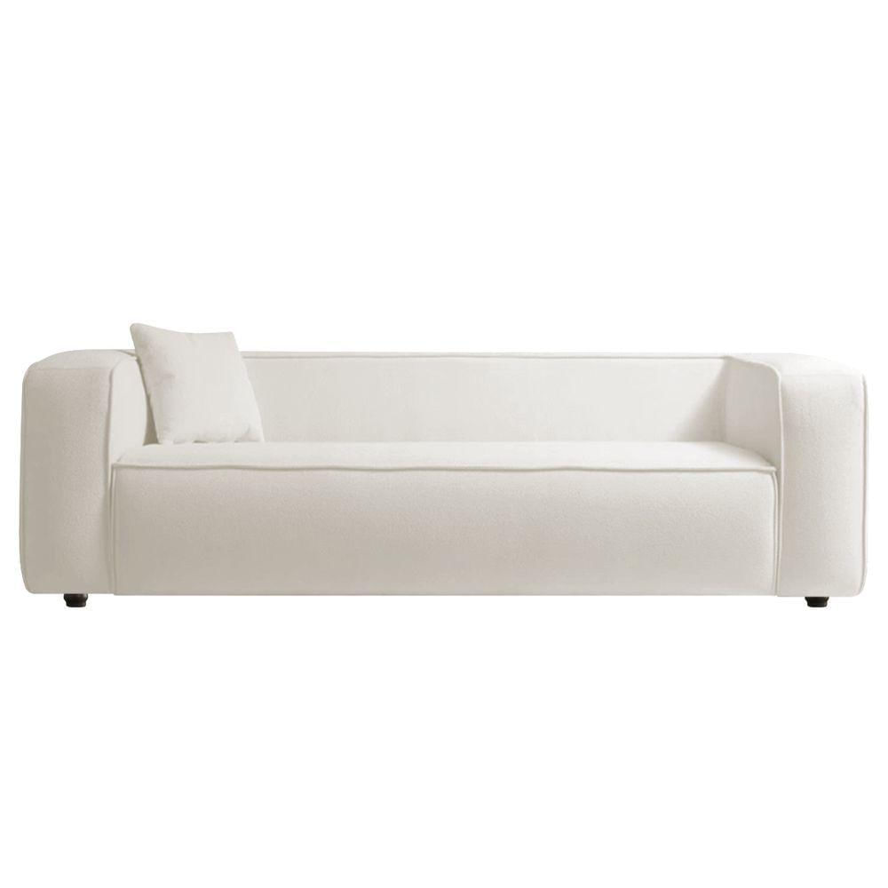 Miniatura Sofá 3 Lugares 200cm Orgânico Luxo Recepção Cecília Bouclé - Amarena Moveis Cor Branco