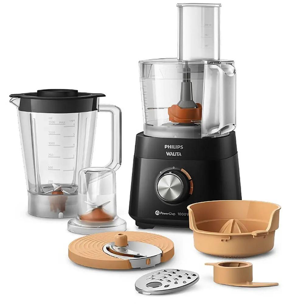 Miniatura Multiprocessador Philips Walita 7 Em 1 Powerchop 1000w - Hr7304-91 Preto 110V