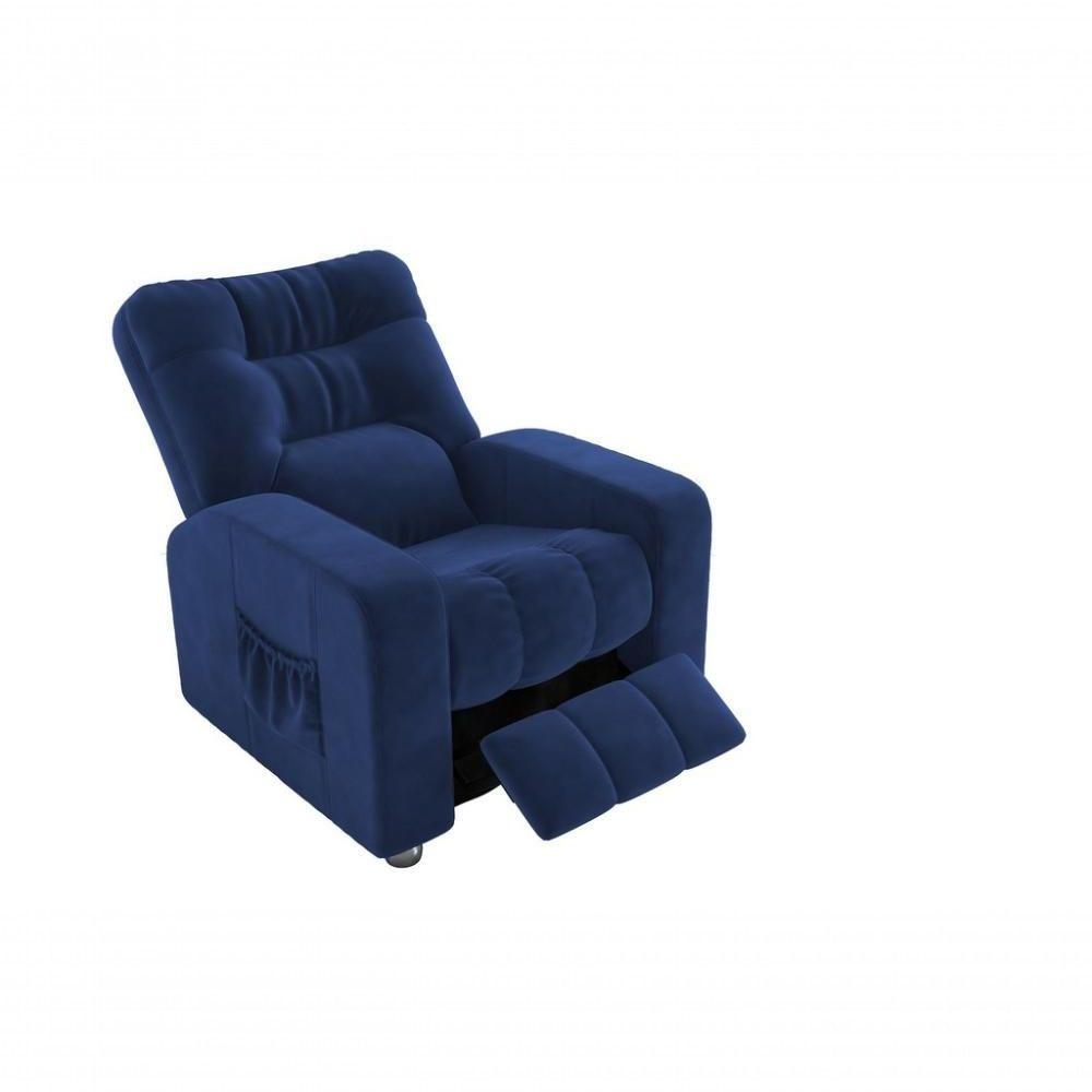 Miniatura Poltrona Matrix Reclinável Azera - Veludo Azul Marinho