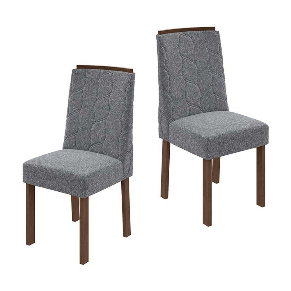 Miniatura Conjunto 2 Cadeiras Astrid Lopas Imbuia Clean/linho Cinza