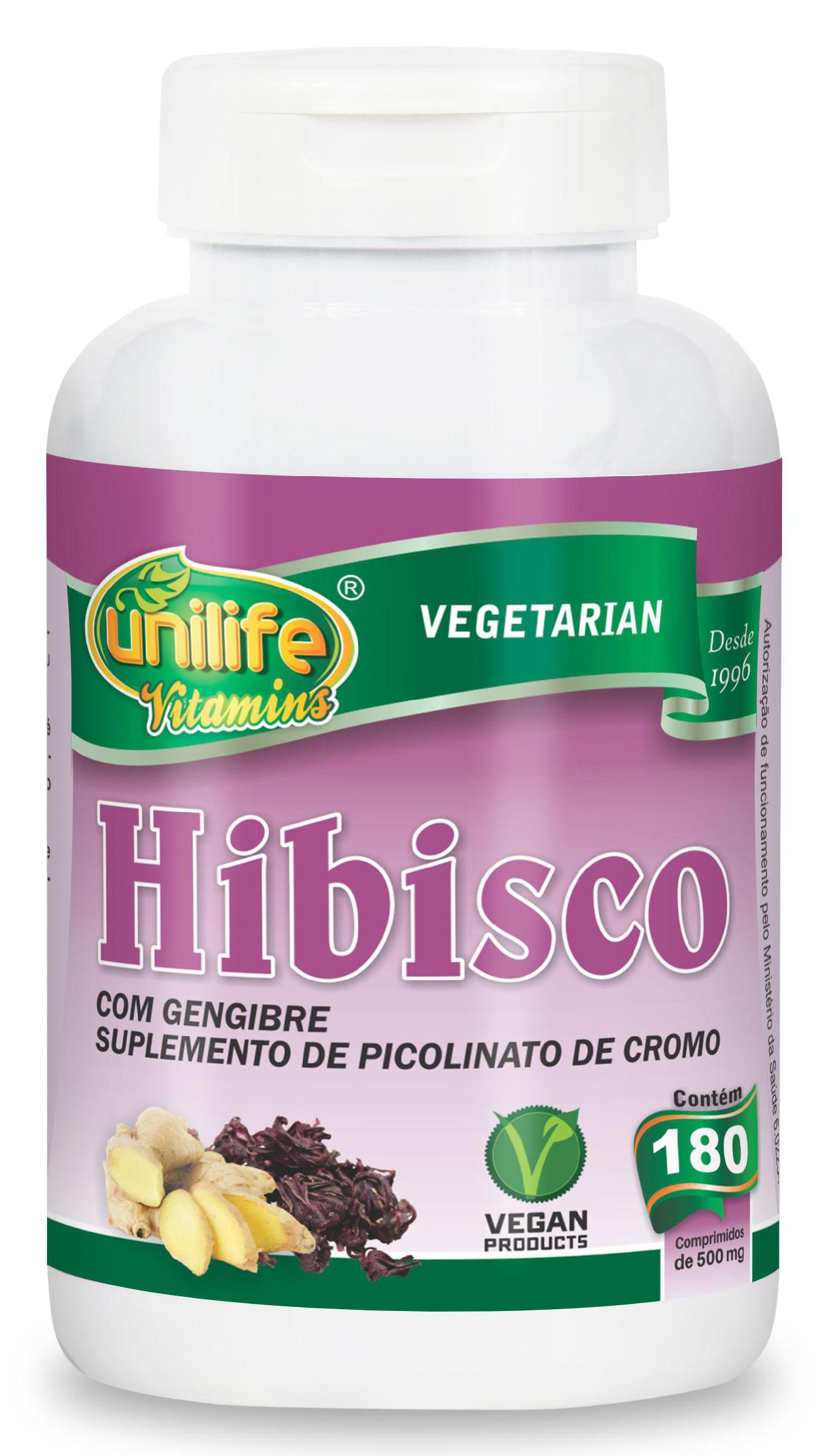 Miniatura Hibisco Com Gengibre 180 Comprimidos 500Mg Unilife