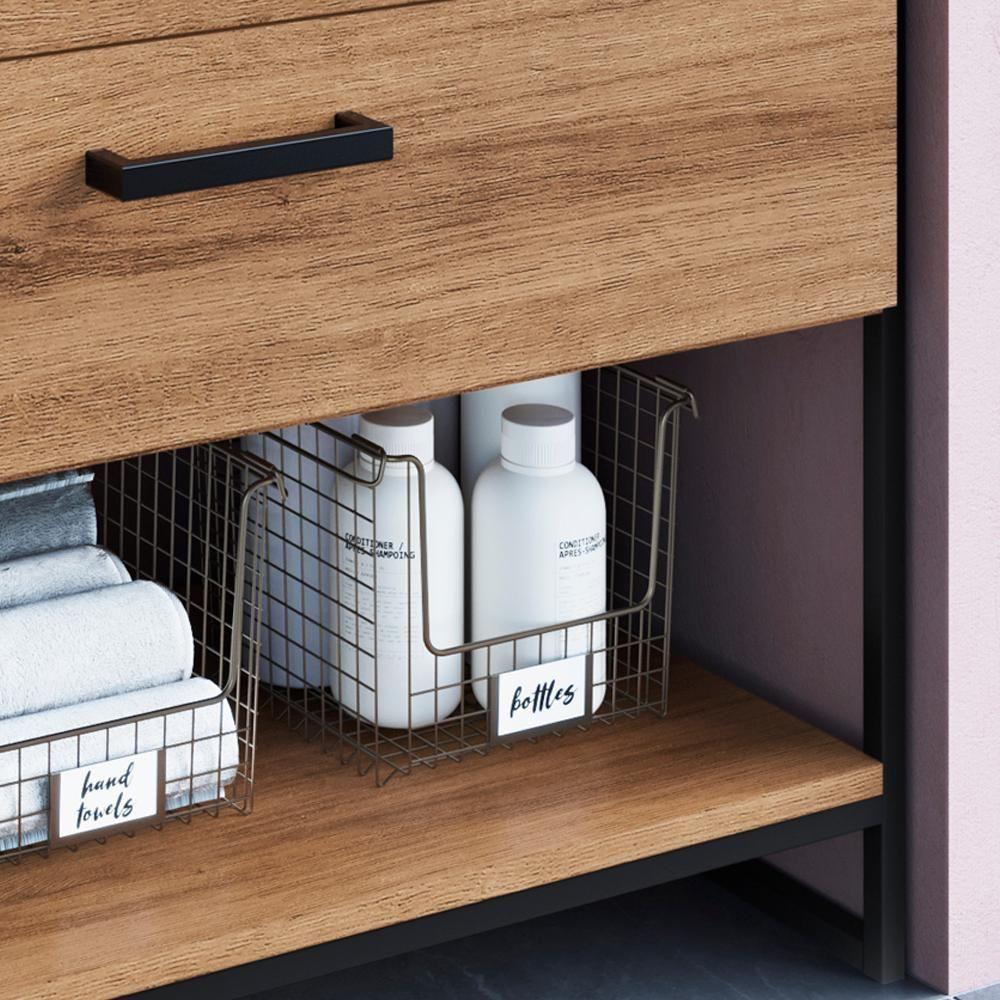 Miniatura Gabinete Banheiro 80 Cm Com Lavatorio Marmorite Preto Mell P1008 Pp Preto Mell