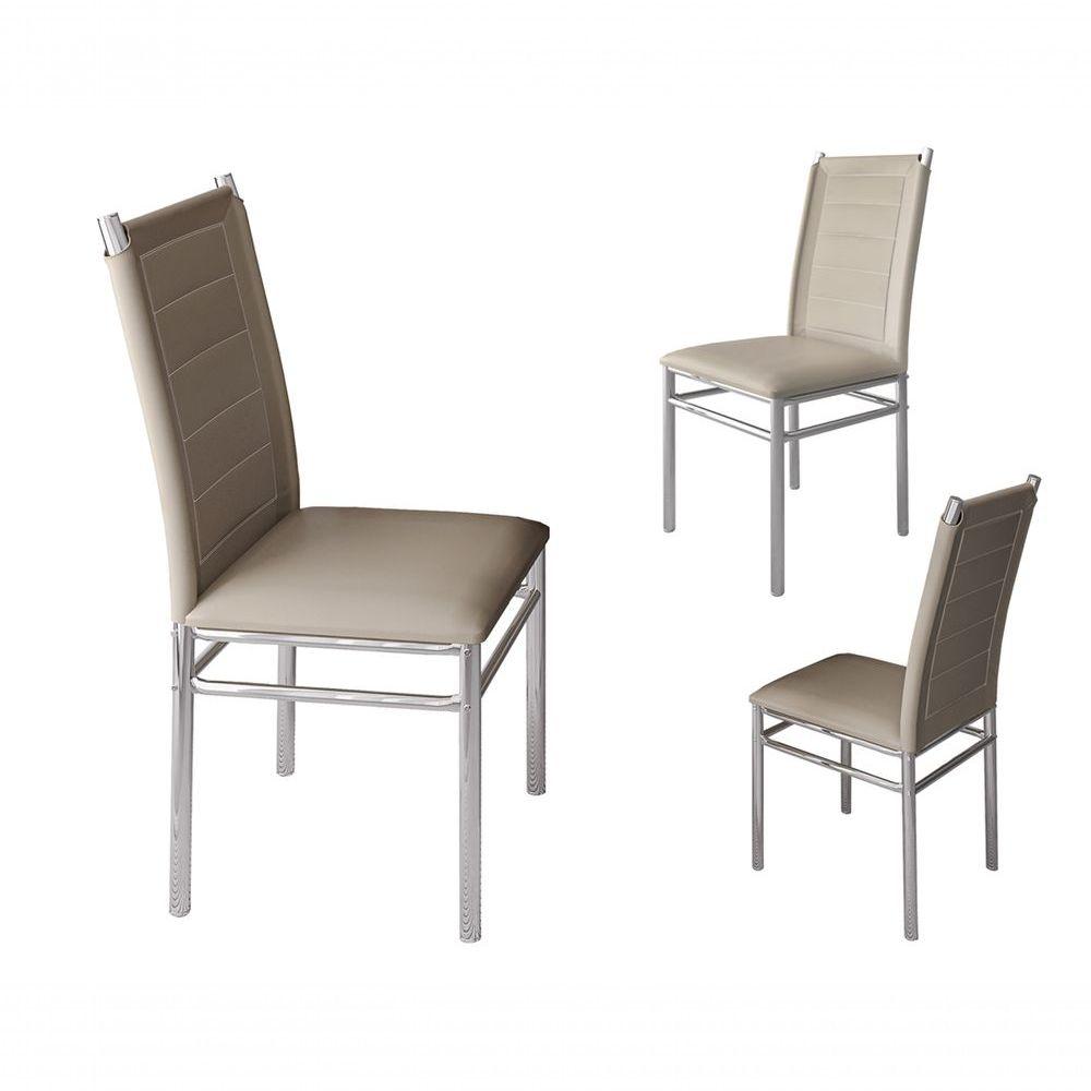 Kit 2 Cadeiras De Jantar Mesa Cozinha Tókio Pés Aço Estofada Cor Cad.off-white_cromado
