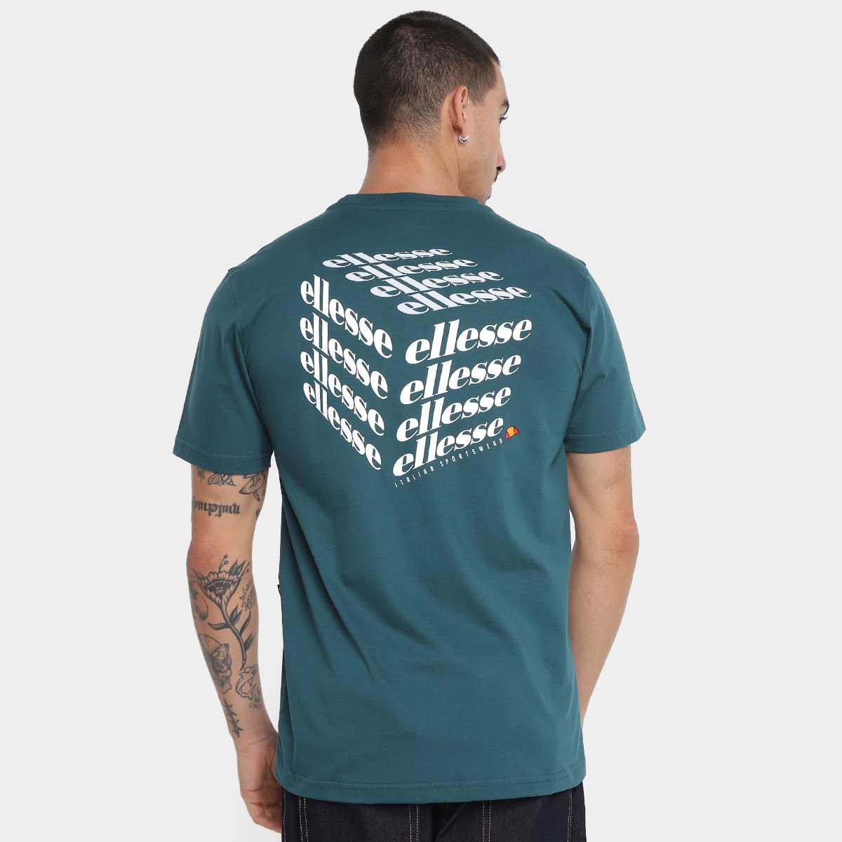 Miniatura Camiseta Ellesse Estampada Cubo Masculina Musgo - G
