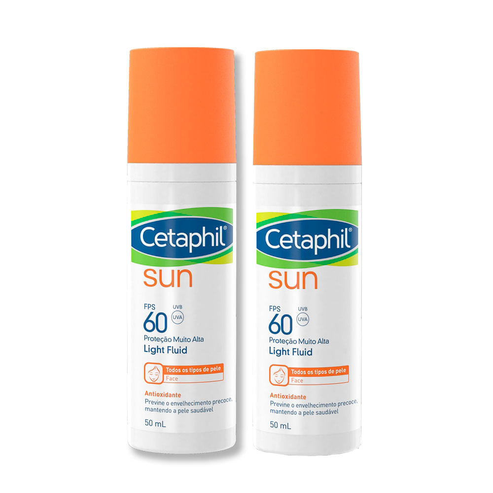 Miniatura Kit 2 Protetor Solar Cetaphil Sun Antioxidante FPS 60 Light Fluid 50ml