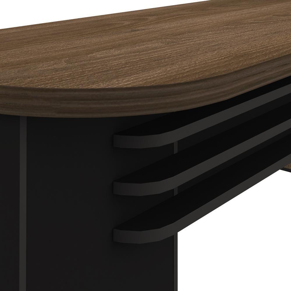 Mesa Para Escritório 4 Gavetas Lado Direito 180cm Tamburato Executiva A06 Marrom-preto - Mpozenato