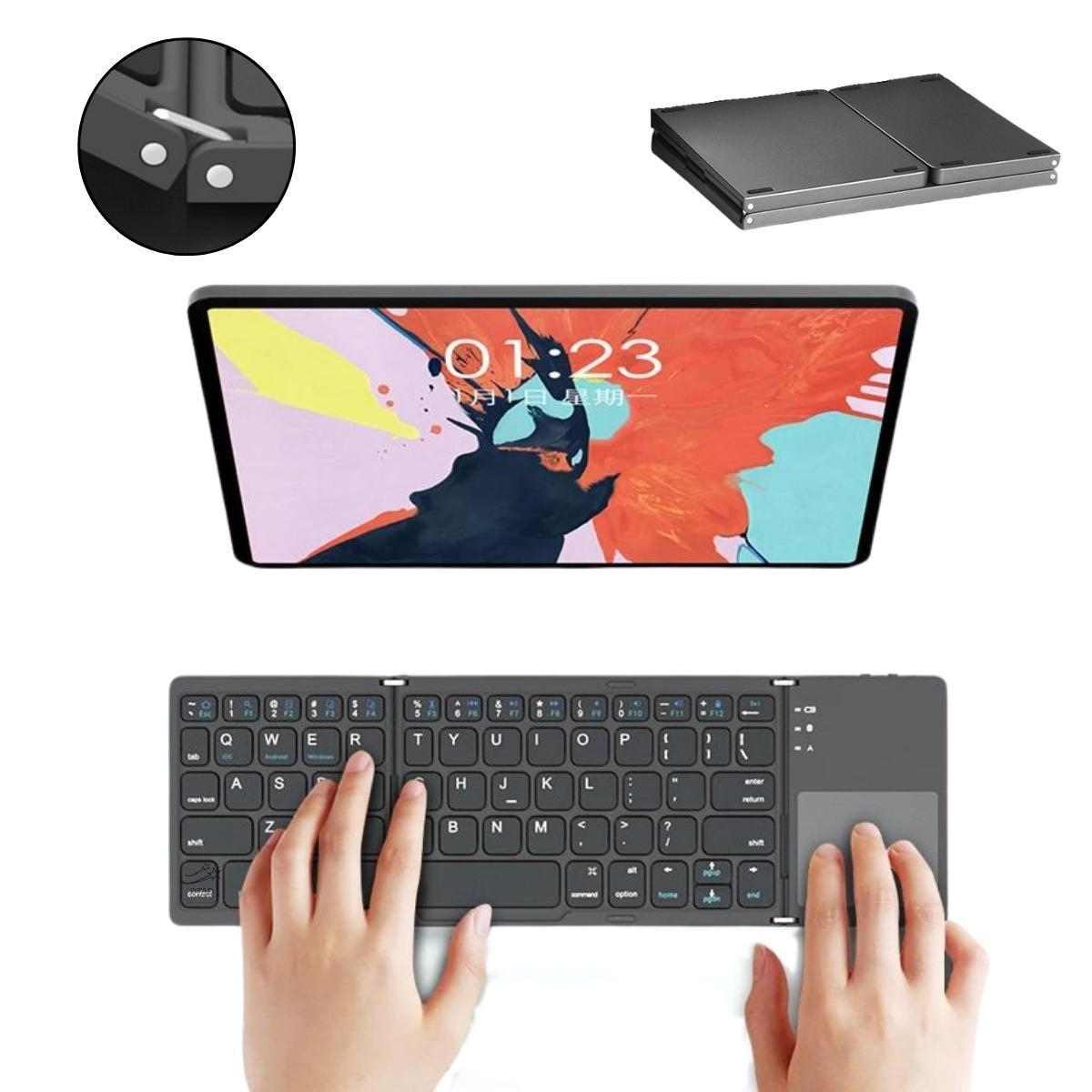 Miniatura Teclado Touchpad Sem Fio Dobrável Bluetooth Para Notebook Tv