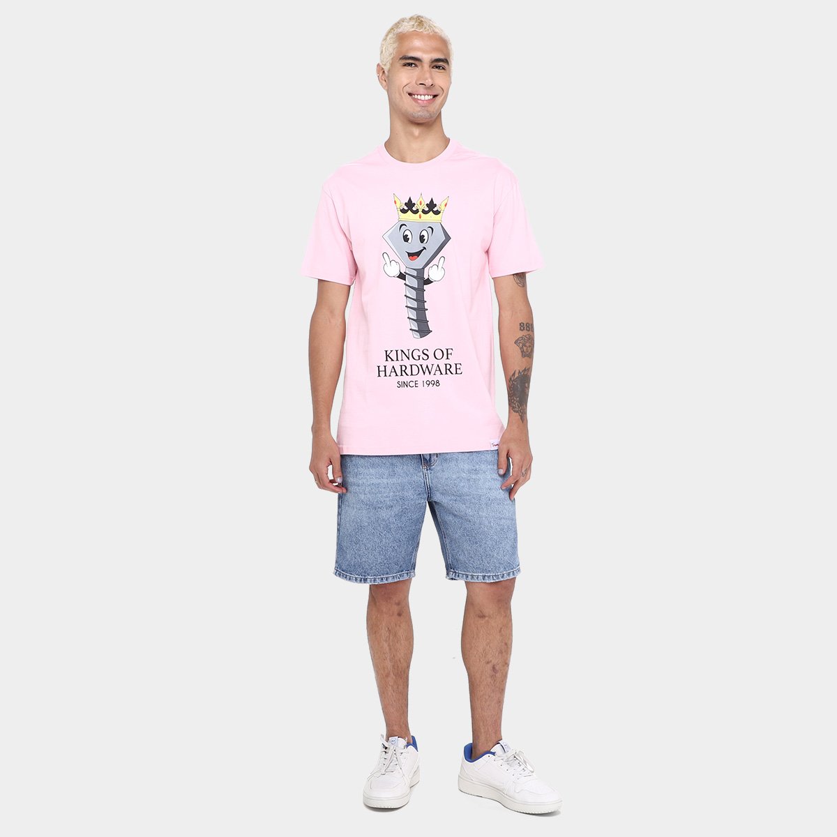 Miniatura Camiseta Diamond King Of Hardware Masculina Rosa - P