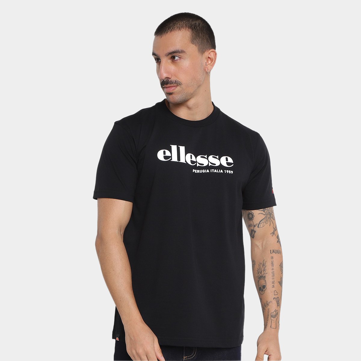 Miniatura Camiseta Ellesse Logo Perugia Itália Masculina Preto - G