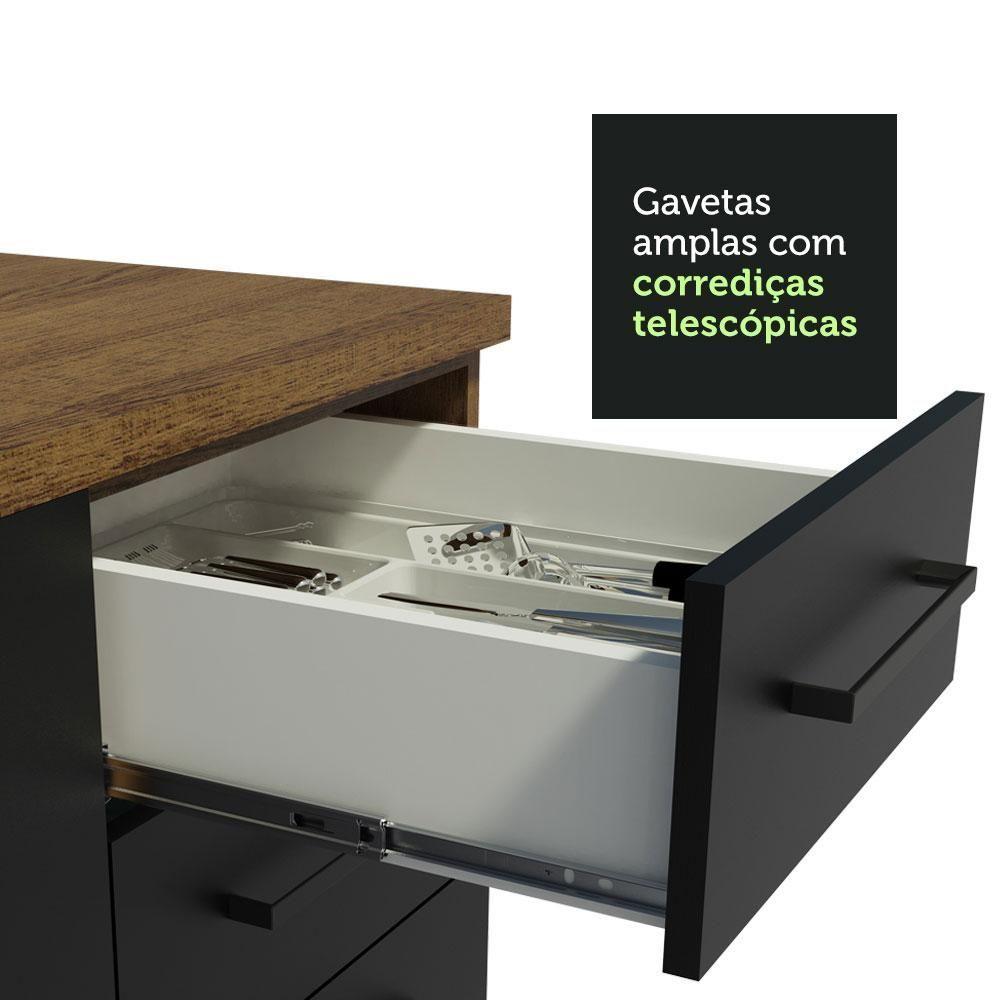 Balcão Gabinete De Pia Madesa Agata 150 Cm 2 Portas E 2 Gavetas (sem Tampo E Pia) - Rustic/preto Rustic/preto