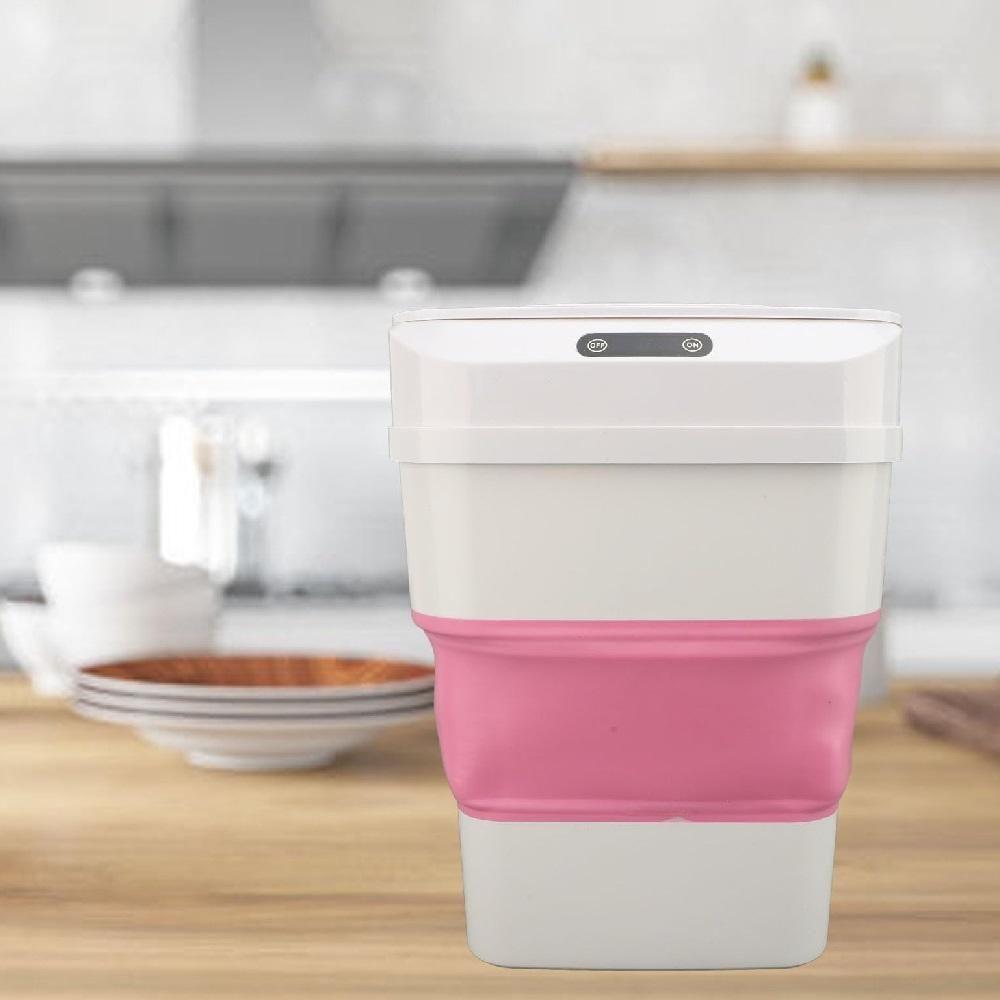 Lixeira Automatica Inteligente Sensor Smart Cesto Retratil A Prova D Agua Viagem Camping Rosa