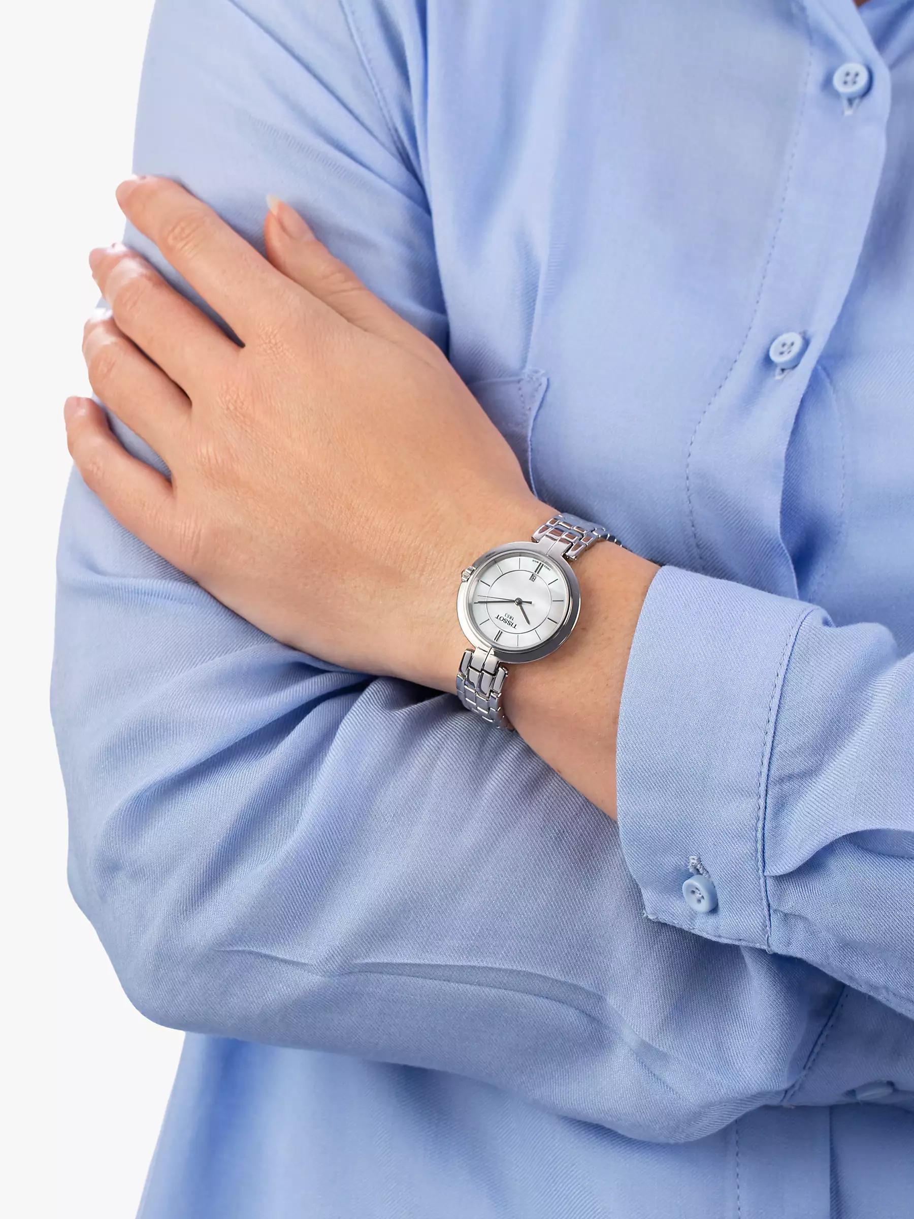 Miniatura Relógio Feminino Tissot T-Lady Flamingo Analógico Prata