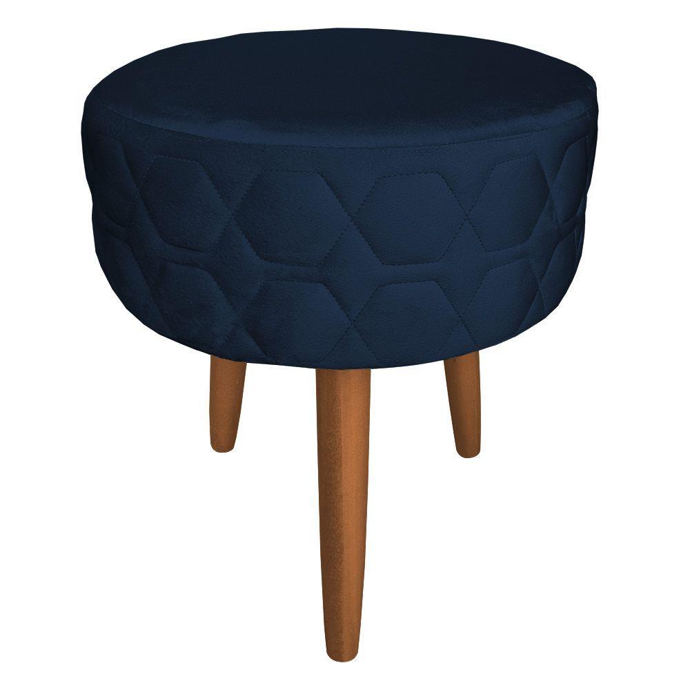 Miniatura Puff Banqueta Metalada 40cm Vermelha Cor Azul Royal