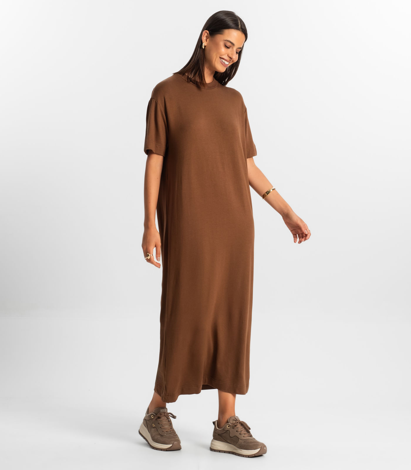 Miniatura Vestido Midi Feminino Rovitex Marrom G