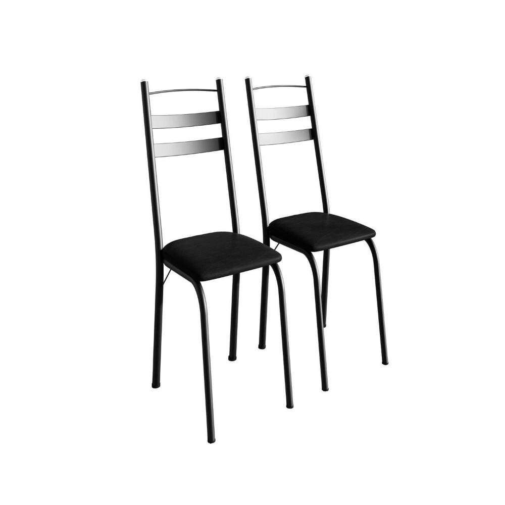Miniatura Kit com Duas Cadeiras de Cozinha 061 Preto