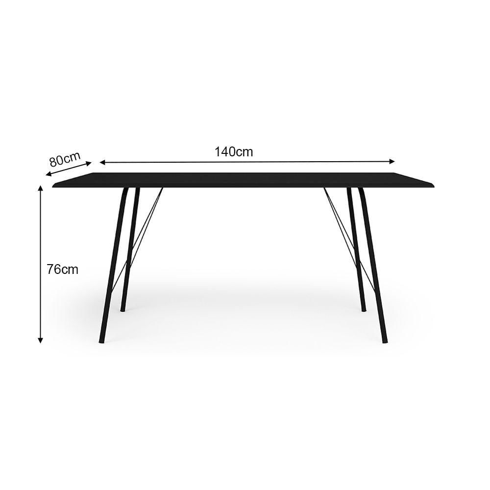 Miniatura Mesa Jantar Paraty 137cm Tampo Preto Com 4 Cadeiras Angra Estofadas Preta E Marrom Preto