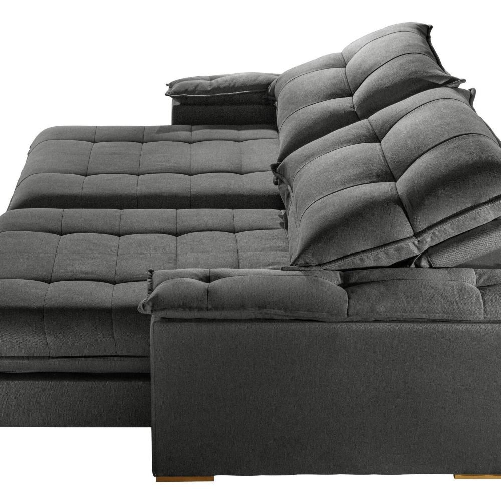 Miniatura Sofá Retrátil e Reclinável, com Molas Ensacadas, Espuma D28 2,0cm (l) Cinza