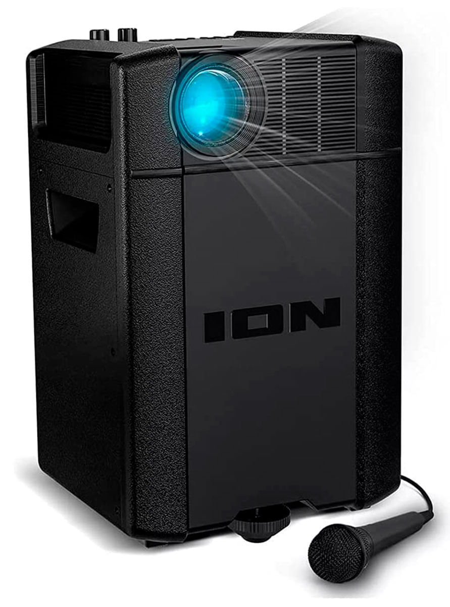 Miniatura Projetor de Filmes com Alto Falante e recepção remota de áudio