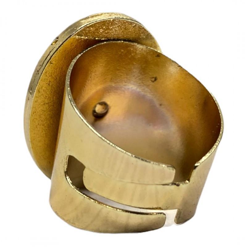 Miniatura Anel Ajustável Exú Tridente 2,70 Cm Dourado Em Metal