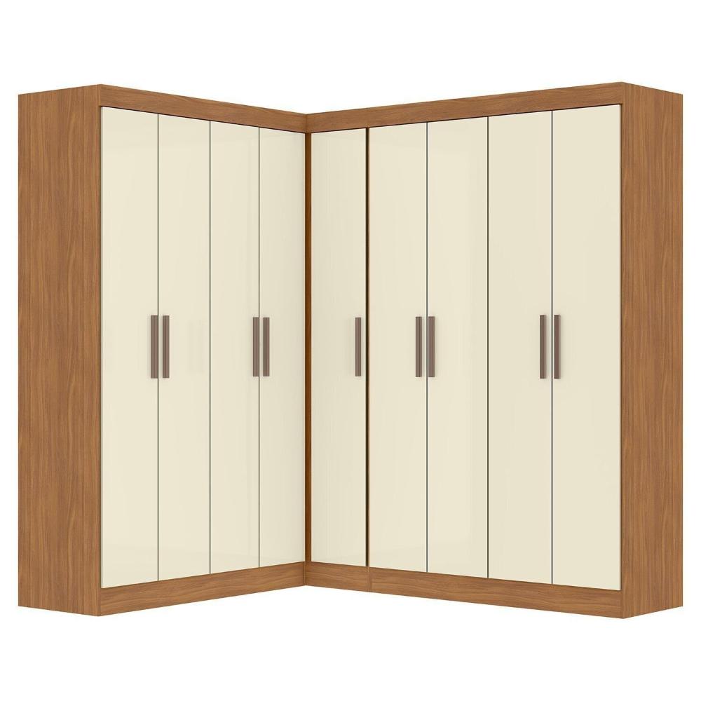 Miniatura Guarda-roupa Modulado de Canto 9 Portas e 4 Gavetas Paris Cinamomo/Off White
