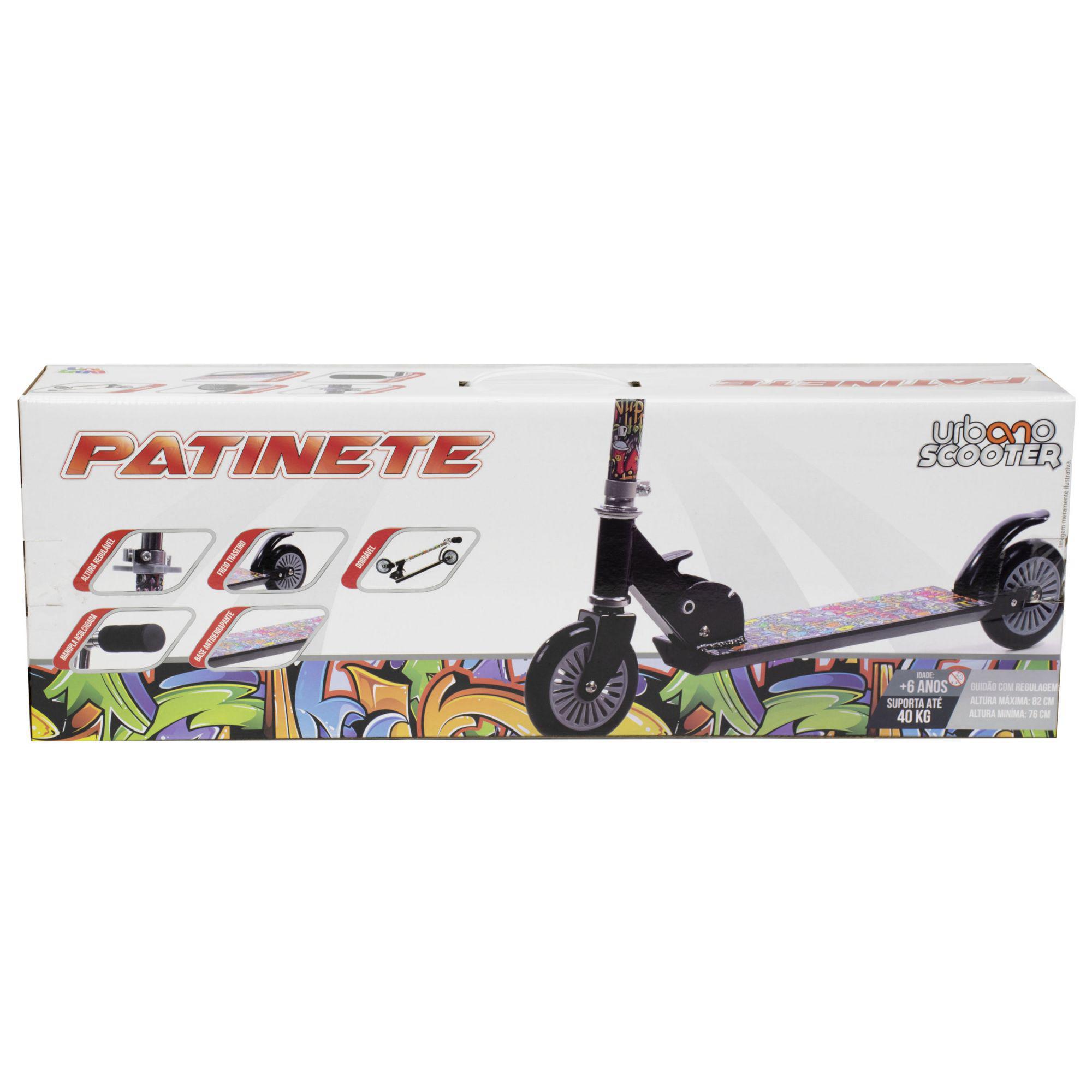 Miniatura Patinete Infantil 2 Rodas Masculino preto dobrável
