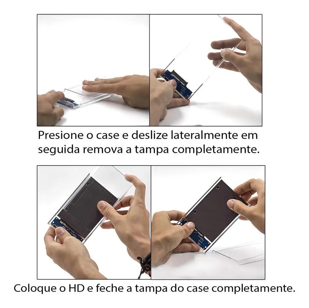 Case Hd Externo 2.5 Sata Usb 3.0 Transparente Rápido