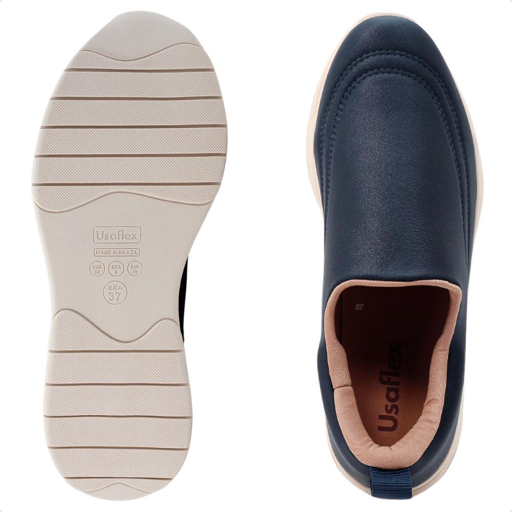 Tênis Usaflex Slip On Feminino + 3 Pares de Meias Marinho / Bege - 34