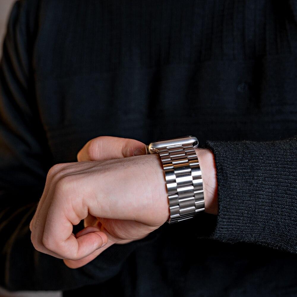 Pulseira de Titanium Click para Apple Watch 42/44/45/46/49mm, Originais iPlace, Silver