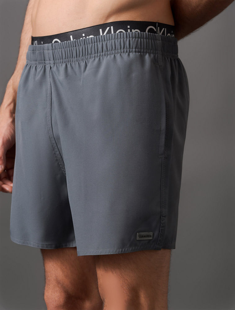 Miniatura Short D'Água Masculino Elástico Calvin Klein Swimwear - Chumbo Short D'Água Masculino Elástico Calvin Klein Swimwear Chumbo g