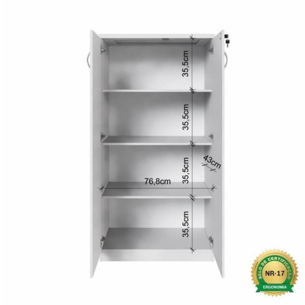 Miniatura Armário para Escritório Alto 2 Portas e Armário Baixo 2 Portas com Chave Espresso Móveis Cinza Cristal