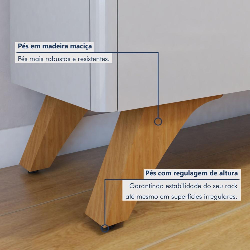 Miniatura Conjunto Rack Grécia 180cm com Painel Ripado para Tv de até 75 Polegadas Paris Off White/Naturalle
