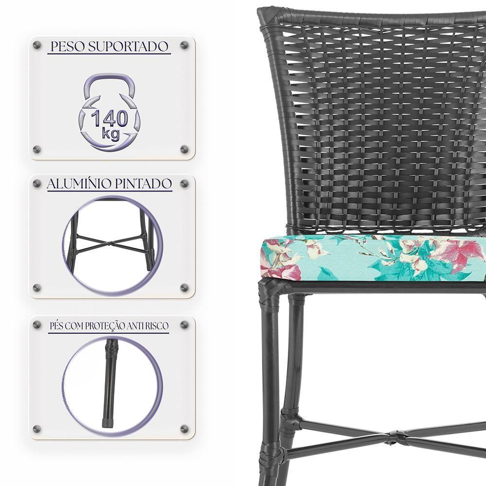 Miniatura Jogo De Cadeiras Para Cozinha - Kit Com 5 Cadeiras Em Aluminio E Fibra Sintetica Turquia Preta Z19