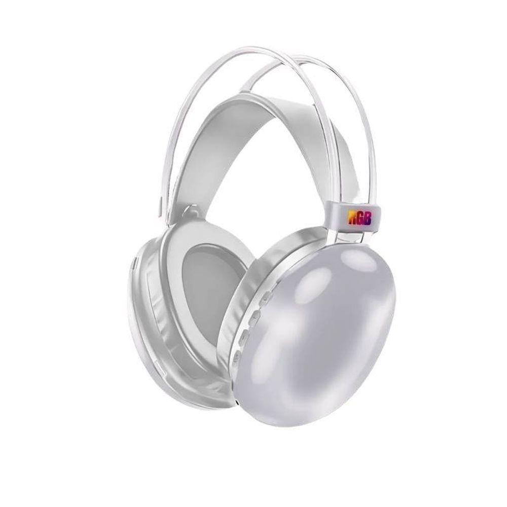 Fone De Ouvido Branco Sem Fio Bluetooth Led Rgb Recarregável