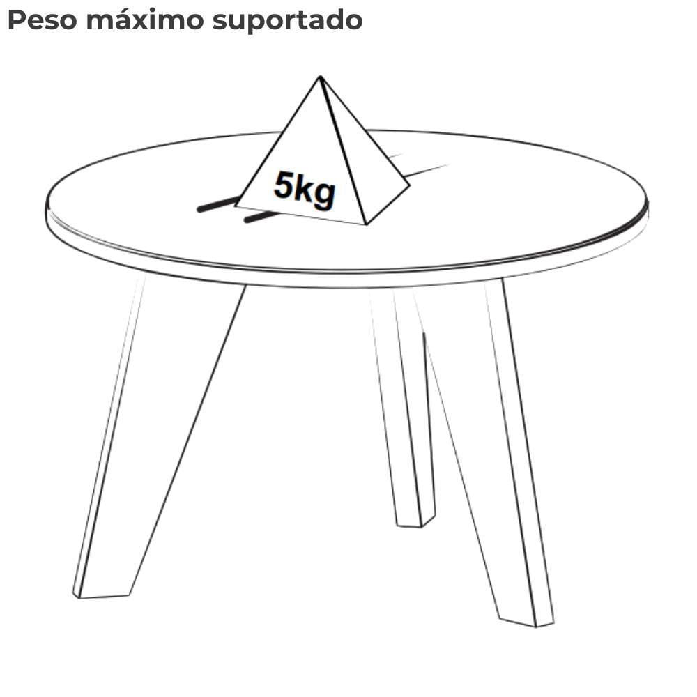 Miniatura Mesa De Centro Redonda Com Espelho 59x38 Cm Branco Arly