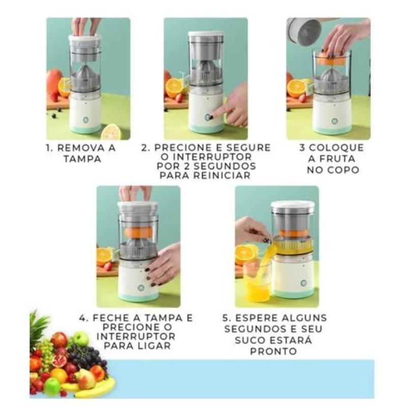 Miniatura Espremedor De Frutas Elétrico Portátil Suco Limão Laranja