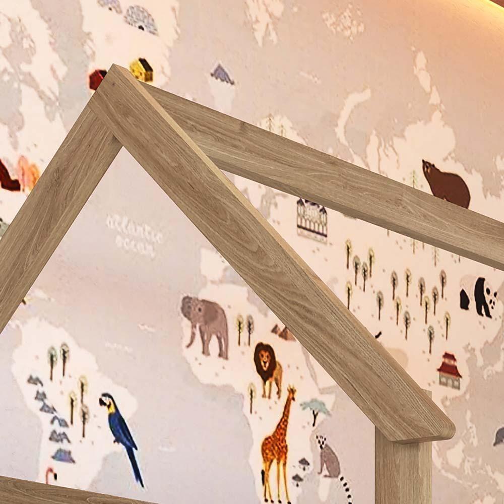 Miniatura Cama Casinha Montessori Com Colchão Solteiro Aveiro Oak Sorriso Jm Móveis
