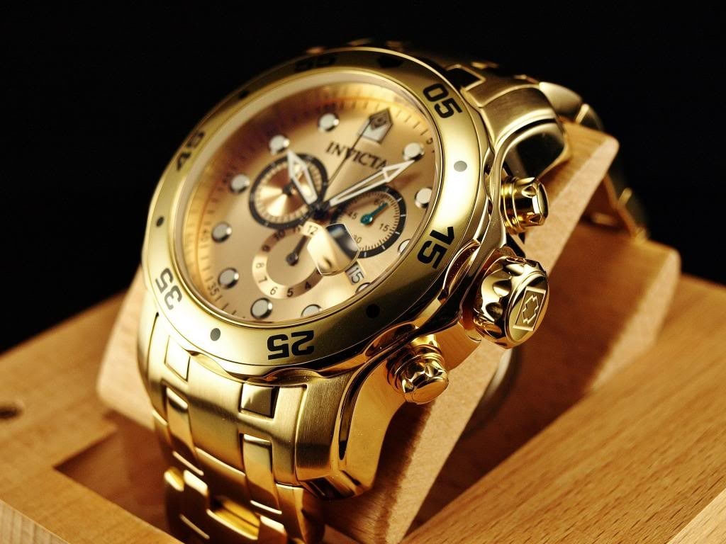 Miniatura Relógio Invicta Pro Diver 0074 Banhado a ouro 18k